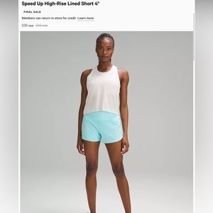 *NEW* Lululemon speed up HR short 4” lined